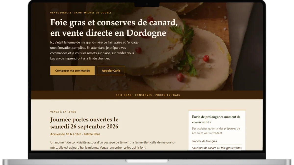 Le site du Canard du Perrier, création réalisée par Arneys